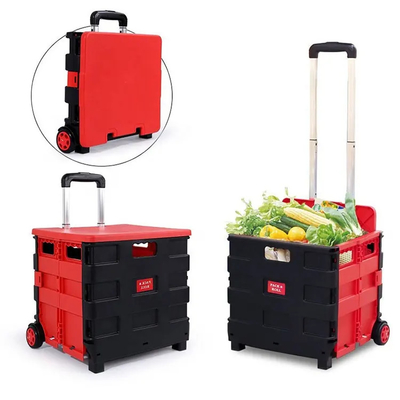 Cửa hàng tạp hóa nhỏ gấp nhẹ bằng nhựa Giỏ hàng 4 bánh có giỏ