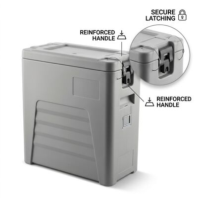 Thùng vận chuyển thực phẩm cách nhiệt 50L tải trước với chốt nylon Hộp phục vụ đúc xoay