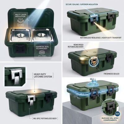 Hộp vận chuyển thực phẩm quân sự 60L không thấm nước cho hậu cần mua sắm quốc phòng