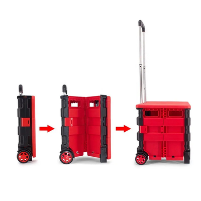Cửa hàng tạp hóa nhỏ gấp nhẹ bằng nhựa Giỏ hàng 4 bánh có giỏ