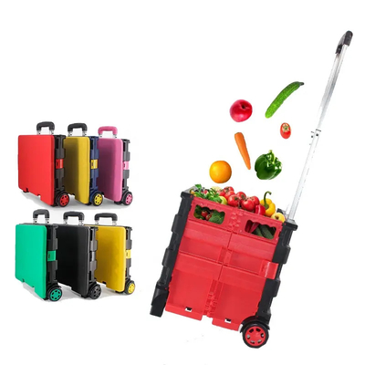 Cửa hàng tạp hóa nhỏ gấp nhẹ bằng nhựa Giỏ hàng 4 bánh có giỏ