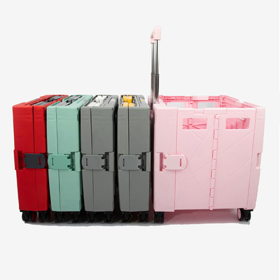 Folding Portable Rolling Crate Wheel Box Mua sắm xe đẩy có nắp chống mài mòn