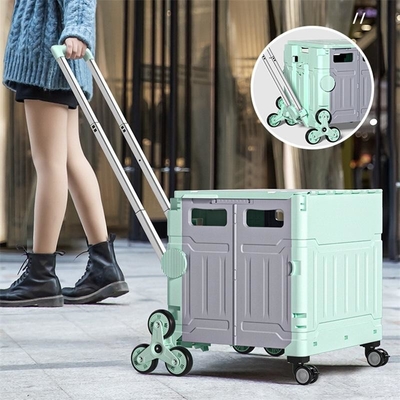 Folding Portable Rolling Crate Wheel Box Mua sắm xe đẩy có nắp chống mài mòn