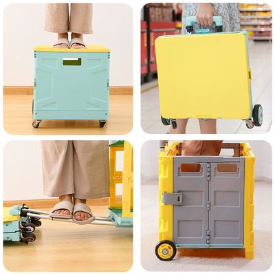 Folding Portable Rolling Crate Wheel Box Mua sắm xe đẩy có nắp chống mài mòn