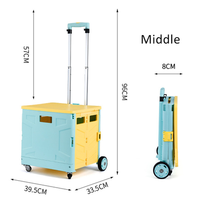 Folding Portable Rolling Crate Wheel Box Mua sắm xe đẩy có nắp chống mài mòn