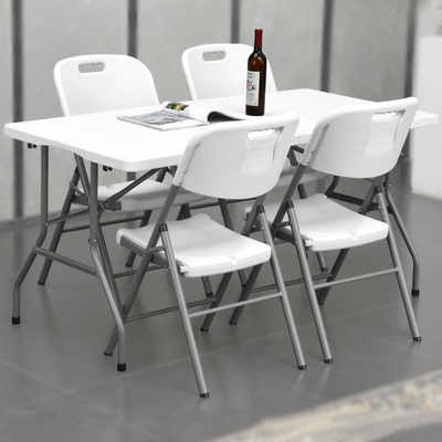 Bàn gấp nhựa di động ngoài trời 5 feet Bàn trắng hoang dã 4 người