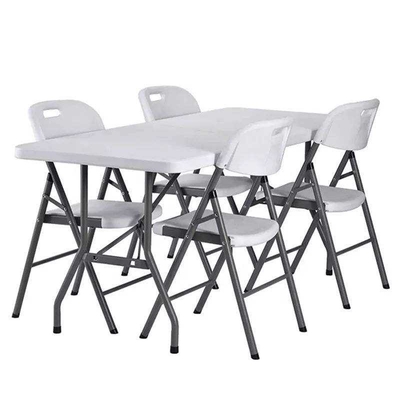 Bàn gấp nhựa di động ngoài trời 5 feet Bàn trắng hoang dã 4 người