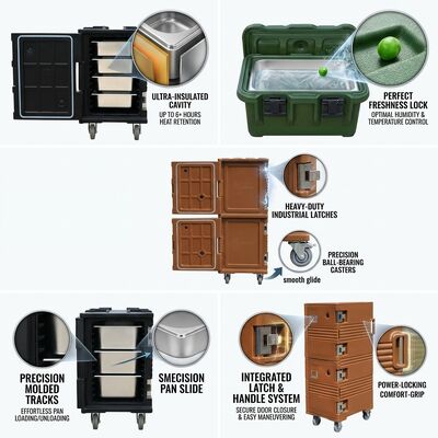 Hộp phân phối thực phẩm cách nhiệt 72L Chất chứa vận chuyển nhiệt quay với hệ thống nắp chống giả mạo