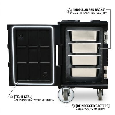 Nhà hàng thực phẩm Đồ chứa nồi 65L hộp nhiệt cách nhiệt tải trên cho dịch vụ tiệc banquet sự kiện chuyên nghiệp