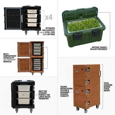 Đồ chứa thực phẩm cách nhiệt tải phía trước 110L Hộp vận chuyển phục vụ ăn uống di động với Casters GN Pan tương thích