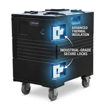 Thiết bị phục vụ ăn uống thương mại 88L Khép kín nồi thức ăn mang theo Nạp hàng phía trước Trình phục vụ di động