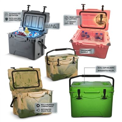 Đồ xách 38L Rotomolded Cooler Box Outdoor Ice Chest Chất hút nước chống rò rỉ Plug Family Picnic Cooler