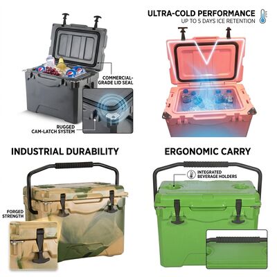 Góc 80L Rotomolded Cooler Box Heavy Duty Ice Chest Long Ice Retention kéo tay cầm câu cá