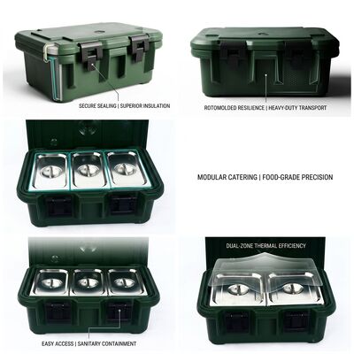 Thùng giữ nhiệt thực phẩm quân sự có bánh xe 30L, có thể xếp chồng, Hộp vận chuyển thức ăn nóng cho quân đội