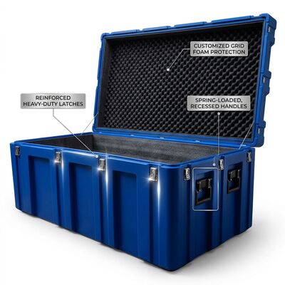 Hộp dụng cụ xoay 1200mm có bánh xe, chống nước IP65, Hộp vận chuyển thiết bị dài LLDPE quân sự