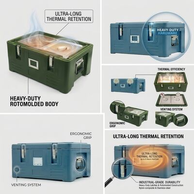 Catering Food Pan Carrier 90L Commercial Insulated Buffet Transport Cabinet Hotel Canteen 635x460x640mm
