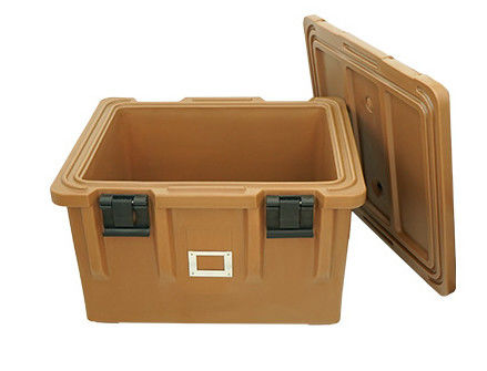Nắp tháo rời 65L bánh xe cách nhiệt thực phẩm vận chuyển container Four Caster Rotomolded hộp phục vụ