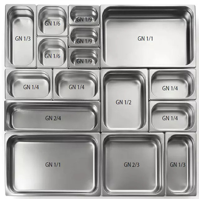201 Chảo thực phẩm bằng thép không gỉ 304 1/1 1/2 1/3 1/4 1/6 GN chảo