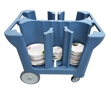 NSF Mobile Dish Caddy Cart with Divider Dual Handles