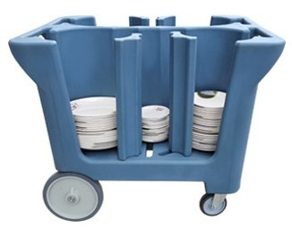NSF Mobile Dish Caddy Cart with Divider Dual Handles