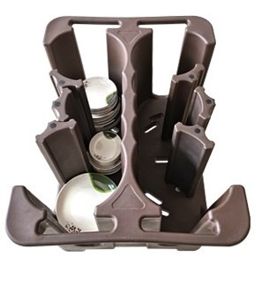 NSF Mobile Dish Caddy Cart with Divider Dual Handles