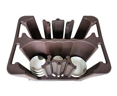 NSF Mobile Dish Caddy Cart with Divider Dual Handles